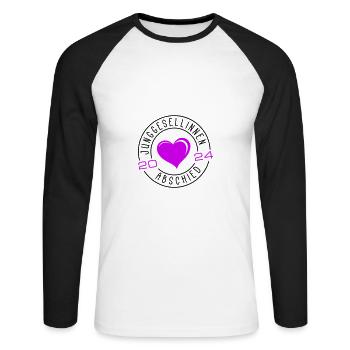 Junggesellinnenabschied 2024 - Unisex Baseballshirt langarm - Weiß/Schwarz - Vorne - Nik (191cm)