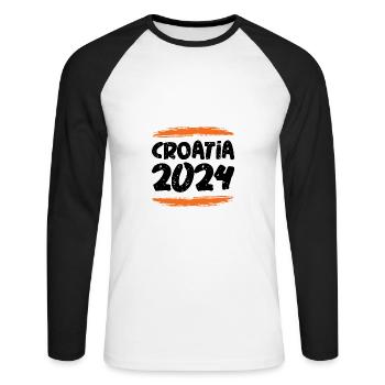 Croatia 2024 - Unisex Baseballshirt langarm - Weiß/Schwarz - Vorne - Nik (191cm)