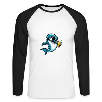 Delfin Ski Beer - Unisex Long Sleeve Baseball T-Shirt - white/black - Front - Nik (191cm)