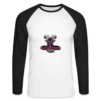 Amsterdam 2024 Stag - Unisex Long Sleeve Baseball T-Shirt - white/black - Front - Nik (191cm)