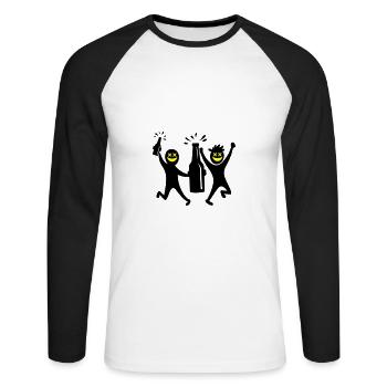 Fête Équipe Bière Enterrement de vie de jeune fille - T-shirt baseball manches longues Homme - blanc/noir - Devant - Nik (191cm)