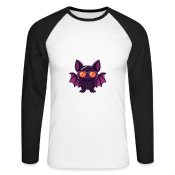 Bat Halloween Cool - Unisex Long Sleeve Baseball T-Shirt - white/black - Front - Nik (191cm)
