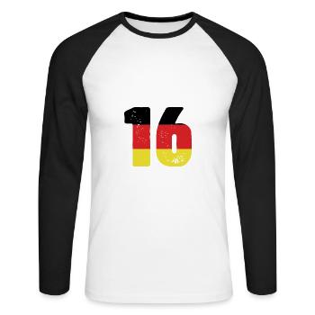 16 Numéro Jersey Allemagne - T-shirt baseball manches longues Homme - blanc/noir - Devant - Nik (191cm)