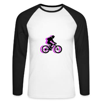 VTT vélo vélo femme icône - T-shirt baseball manches longues Homme - blanc/noir - Devant - Nik (191cm)