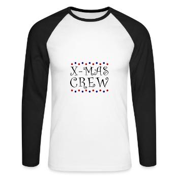 L’équipe de Noël de l’équipe X Mas - T-shirt baseball manches longues Homme - blanc/noir - Devant - Nik (191cm)