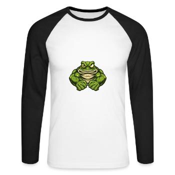 Frog Muscles Bodybuilding - Unisex Long Sleeve Baseball T-Shirt - white/black - Front - Nik (191cm)