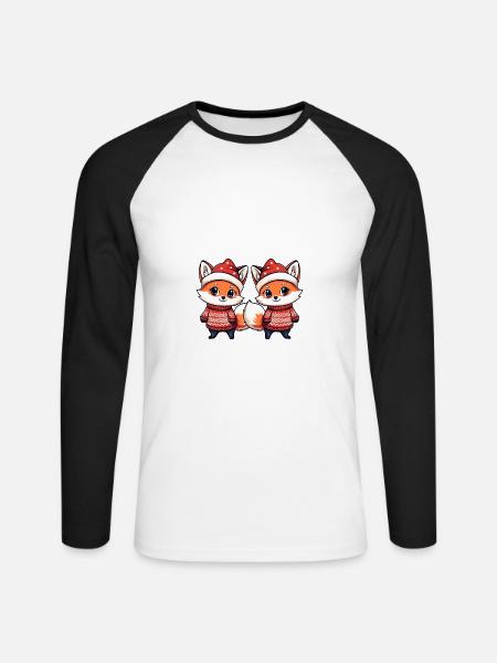 Fuchs Weihnachten Team - Unisex Baseballshirt langarm - Weiß/Schwarz
