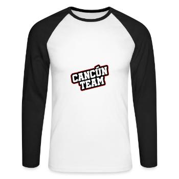 Cancun Team - Unisex Long Sleeve Baseball T-Shirt - white/black - Front - Nik (191cm)