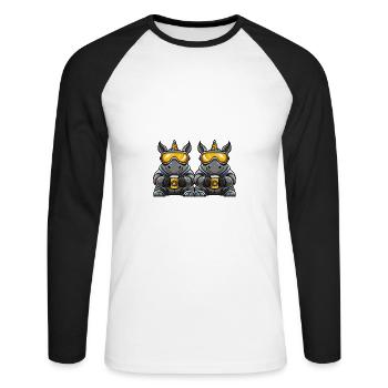 Nashorn Ski Team Bier - Unisex Baseballshirt langarm - Weiß/Schwarz - Vorne - Nik (191cm)