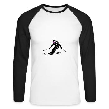 Ski Ski Femme Icône - T-shirt baseball manches longues Homme - blanc/noir - Devant - Nik (191cm)