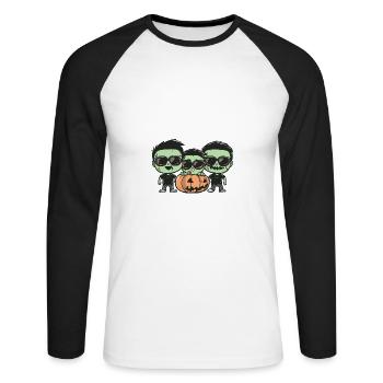 Zombies Halloween Cool - T-shirt baseball manches longues Homme - blanc/noir - Devant - Nik (191cm)