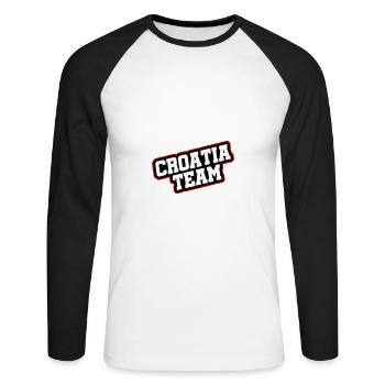 Croatia Team - Unisex Baseballshirt langarm - Weiß/Schwarz - Vorne - Nik (191cm)