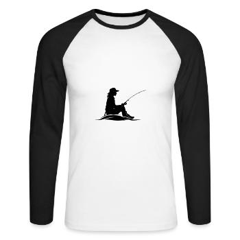 Fishing Woman Icon - Unisex Long Sleeve Baseball T-Shirt - white/black - Front - Nik (191cm)
