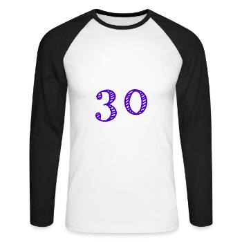 30 YEARS. 30TH ANNIVERSARY. BIRTHDAY 30 YEARS. 30 - Unisex Long Sleeve Baseball T-Shirt - white/black - Front - Nik (191cm)