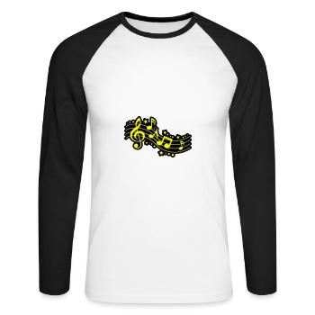 Notes de musique Clef Musique - T-shirt baseball manches longues Homme - blanc/noir - Devant - Nik (191cm)