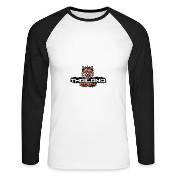 Thailand 2024 Party Fuchs - Unisex Baseballshirt langarm - Weiß/Schwarz - Vorne - Nik (191cm)