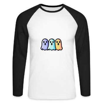 Geister Halloween Comic Team - Unisex Baseballshirt langarm - Weiß/Schwarz - Vorne - Nik (191cm)