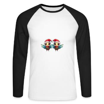 Libelle Weihnachten Team - Unisex Baseballshirt langarm - Weiß/Schwarz - Vorne - Nik (191cm)