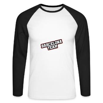 Équipe de la ville de Barcelone - T-shirt baseball manches longues Homme - blanc/noir - Devant - Nik (191cm)