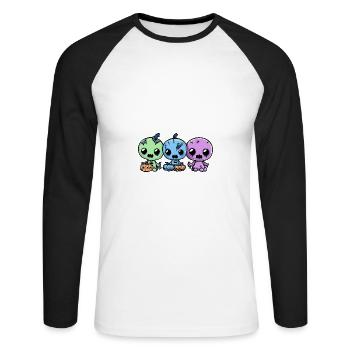 Zombies Halloween Cartoon - Unisex Long Sleeve Baseball T-Shirt - white/black - Front - Nik (191cm)