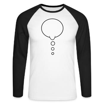 Denkblase Design - Unisex Baseballshirt langarm - Weiß/Schwarz - Vorne - Nik (191cm)