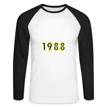 1988 Year Birthday - Unisex Long Sleeve Baseball T-Shirt - white/black - Front - Nik (191cm)