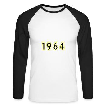 1964 Année Anniversaire - T-shirt baseball manches longues Homme - blanc/noir - Devant - Nik (191cm)