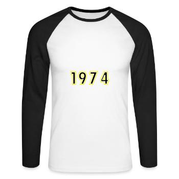 1974 Year Birthday - Unisex Long Sleeve Baseball T-Shirt - white/black - Front - Nik (191cm)