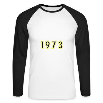 1973 Année Anniversaire - T-shirt baseball manches longues Homme - blanc/noir - Devant - Nik (191cm)