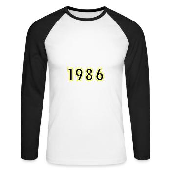 1986 Year Birthday - Unisex Long Sleeve Baseball T-Shirt - white/black - Front - Nik (191cm)