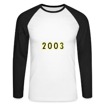 2003 Année Anniversaire - T-shirt baseball manches longues Homme - blanc/noir - Devant - Nik (191cm)