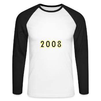 2008 Year Birthday - Unisex Long Sleeve Baseball T-Shirt - white/black - Front - Nik (191cm)