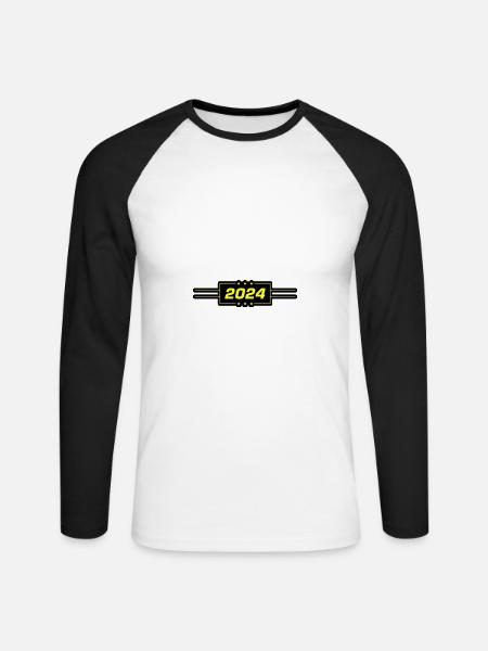 Année 2024 - T-shirt baseball manches longues Homme - blanc/noir