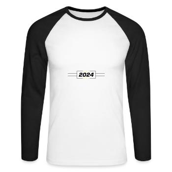 Année 2024 - T-shirt baseball manches longues Homme - blanc/noir - Devant - Nik (191cm)