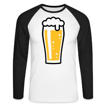 Beer Glass (Beer Drinker / Pale Ale / 2C) - Unisex Long Sleeve Baseball T-Shirt - white/black - Front - Nik (191cm)