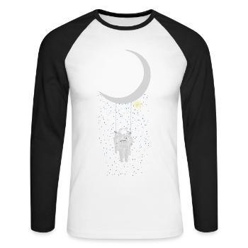 Astronaut - Unisex Baseballshirt langarm - Weiß/Schwarz - Vorne - Nik (191cm)