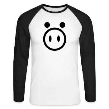 porc - T-shirt baseball manches longues Homme - blanc/noir - Devant - Nik (191cm)