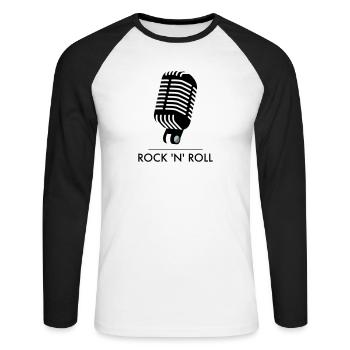 Old School Mic - Rock 'n' Roll - T-shirt baseball manches longues Homme - blanc/noir - Devant - Nik (191cm)