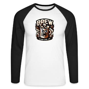 Brew Can Do It - Unisex Long Sleeve Baseball T-Shirt - white/black - Front - Nik (191cm)