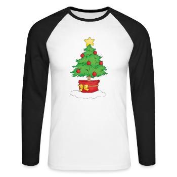 Christmas Tree - T-shirt baseball manches longues Homme - blanc/noir - Devant - Nik (191cm)
