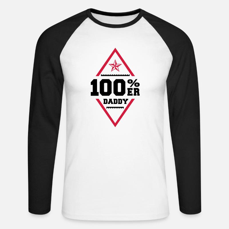 100% Daddy - Unisex Baseballshirt langarm - Weiß/Schwarz