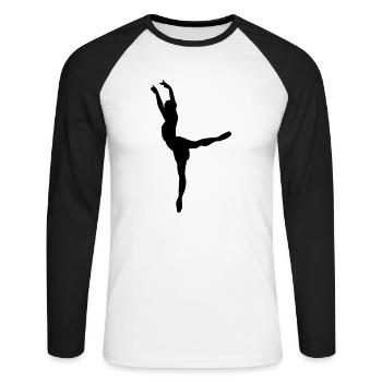 Danseuse de ballet vecteur Silhouette - T-shirt baseball manches longues Homme - blanc/noir - Devant - Nik (191cm)