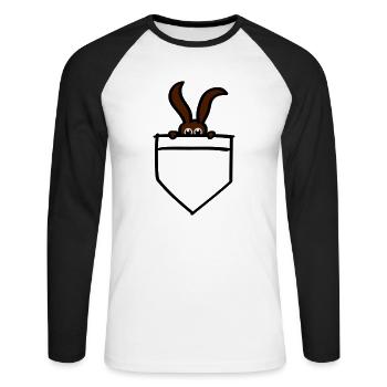rabbit rabbit rescue breast pocket hase - Unisex Long Sleeve Baseball T-Shirt - white/black - Front - Nik (191cm)