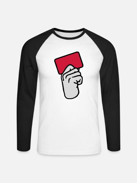 Rote Karte - Unisex Baseballshirt langarm - Weiß/Schwarz