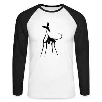Podenco - Unisex Baseballshirt langarm - Weiß/Schwarz - Vorne - Nik (191cm)