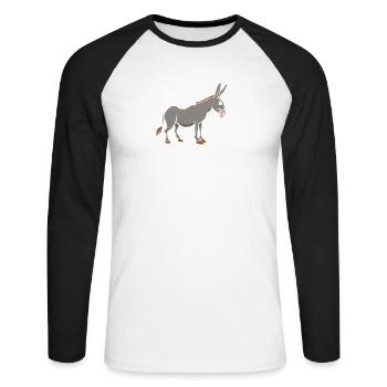 J'aime vraiment bien Donkey's OK - âne mule - T-shirt baseball manches longues Homme - blanc/noir - Devant - Nik (191cm)