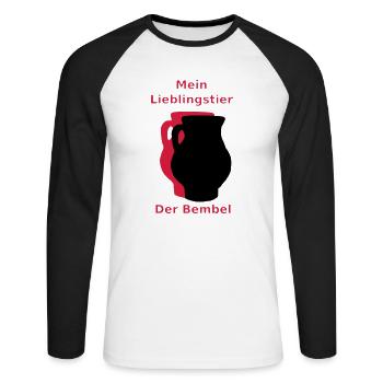 Mon animal préféré des Bembel - T-shirt baseball manches longues Homme - blanc/noir - Devant - Nik (191cm)