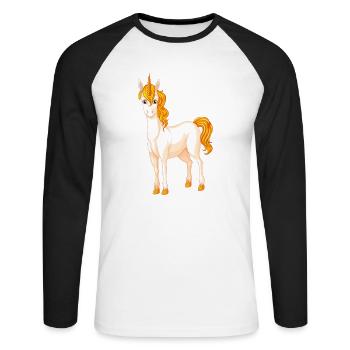Unicorn - Unisex Baseballshirt langarm - Weiß/Schwarz - Vorne - Nik (191cm)