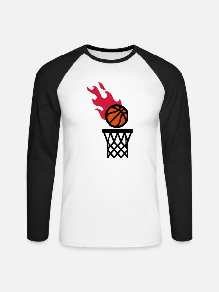 fire basketball - Unisex Long Sleeve Baseball T-Shirt - white/black