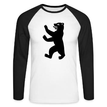 Berliner Bär - Unisex Baseballshirt langarm - Weiß/Schwarz - Vorne - Nik (191cm)